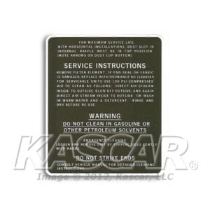 Decal, Filter Service Instruction