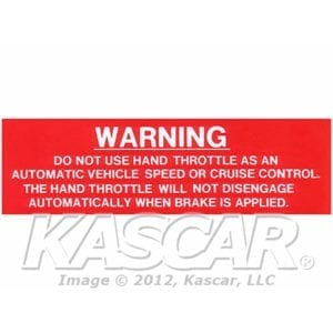 Decal, Hand Throttle Control